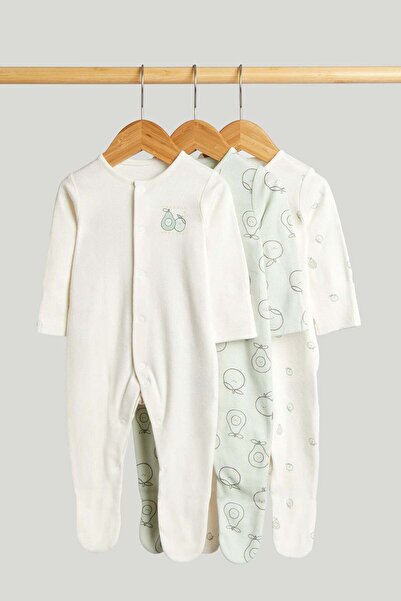 MOTHERCARE 3 قطع من بدلات النوم الأفوكادو