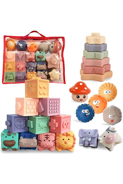 XICEN 3 in 1 Montessori Toys for Babies 6+ Months, Soft Baby Teething Toys, S...