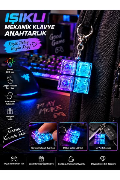 seymen bıçakçılık Lighted Keyboard Keychain Mini Led Lighting Color Changing ...