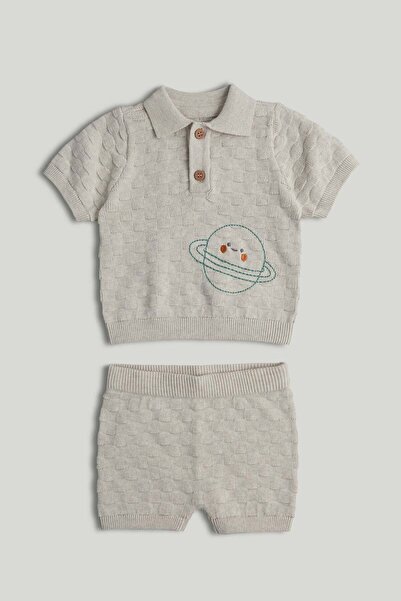 MOTHERCARE طقم قميص بولو محبوك وشورت بتصميم فضائي
