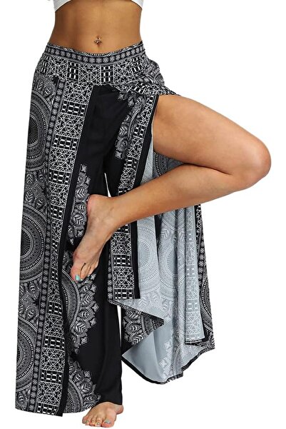 GENERAL Ainuno Boho Pants Wide Leg Palazzo Pants with Slits for Women Flowy H...