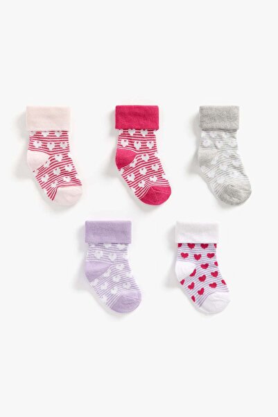 MOTHERCARE Heart Turn-Over-Top Baby Socks - 5 Pack