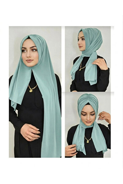AHRAR tesettür Women's Practical Drawstring Ready-Made Hijab in Water Green