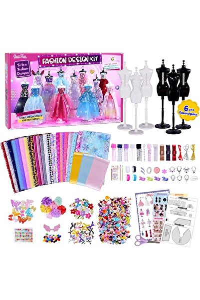 ONE TO FOUR Fashion Designer Kit for Girls, Sewing Kit for Kids with 6 Manneq...