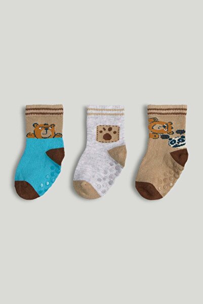 MOTHERCARE 3 Pack Bear Slip-Resist Socks
