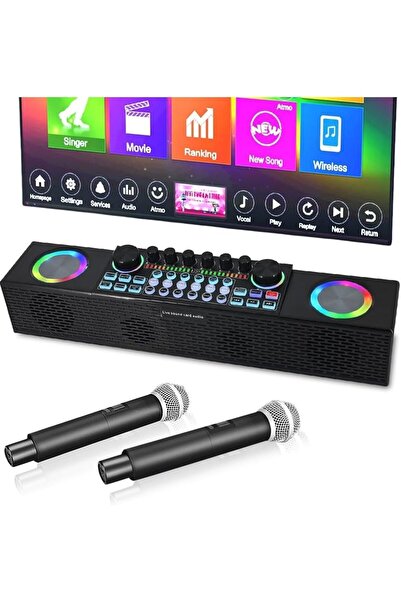 FlashHawk Microphone Kit with Live Sound Card Audio Mixer, Adjustable Mic for...