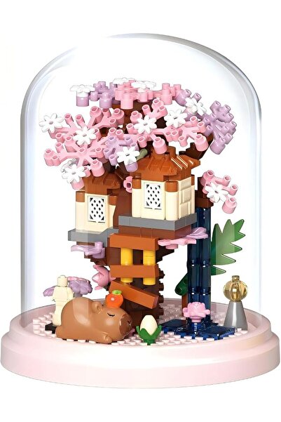 TERRIFI Capybara & Flower Building Toy Blocks Set, Cherry Blossom Bonsai Tree...
