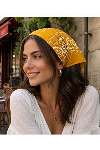 MutluBiDünya Etnik Desen Kare Pamuklu Bandana Fular