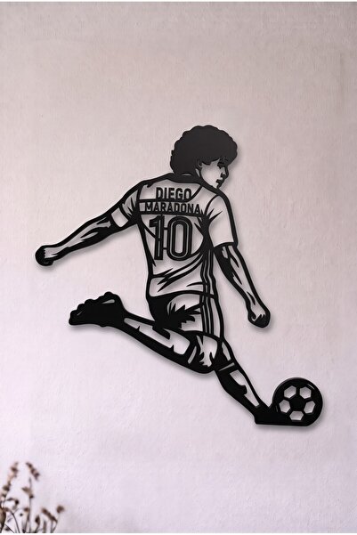 Diego Maradona Efsane Futbolcular Serisi 3D Baskı Wall Art Duvar Dekoru - Taraftar Odası Dekorasyonu Siyah