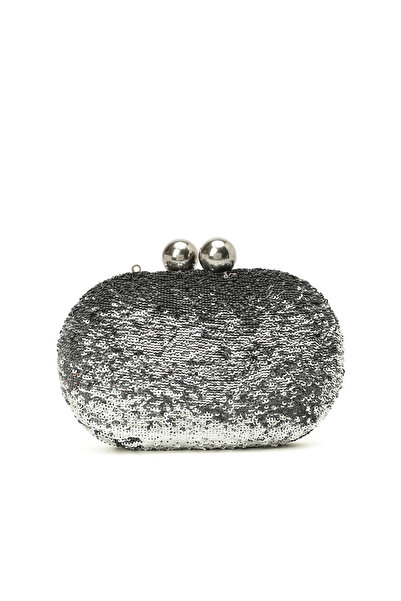 Network Platin Pullu Kadın Clutch