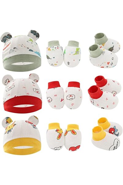 NALACAL Newborn Hat Mittens Foot Cover Set, Soft Cotton Baby Hats, Scratch Gl...