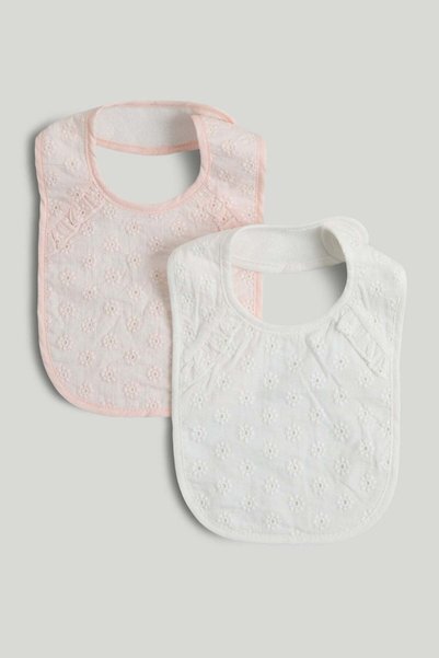 MOTHERCARE 2 Pack Broderie Newborn Bibs