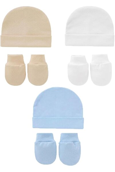 Bukela 6pcs Cotton Newborn Hospital Hat Baby Hat and Anti Scratch Mittens Set...