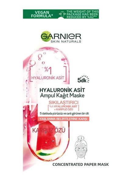 Garnier قناع الوجه الورقي بحمض الهيالورونيك لشد البشرة