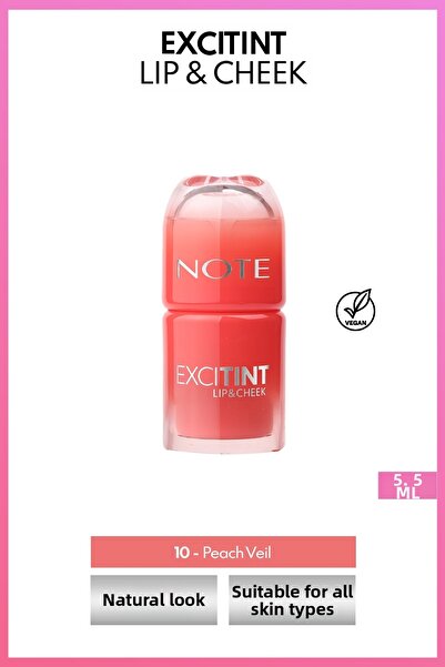 NOTE Excitint lip & cheek lip and cheek tint liquid blush - 10 peach veil