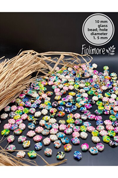 Fiolimore 10 mm Glass Sea Shell Beads Mixed Color (20 Pieces) Hole Diameter 1...