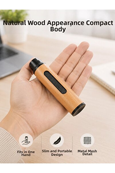 ARMÜZ Mini Portable Ashtray with 3 Different Tip Options, Wooden Look, Practi...