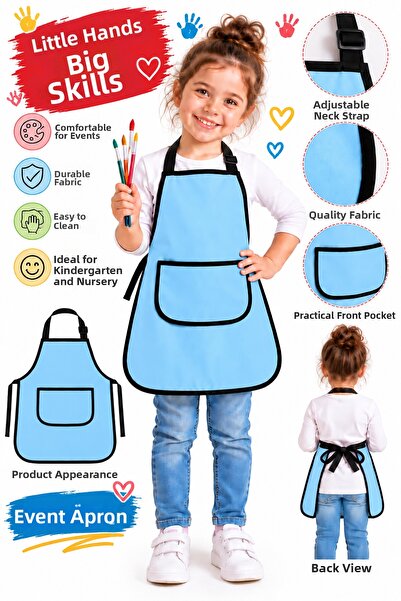 KAŞIKBEY Kids Apron with Pockets Painting Event Activity Apron Washable Nurse...