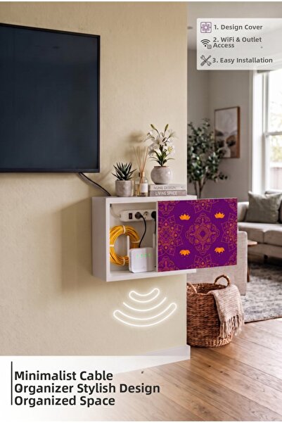wudie Wall Mounted Wooden Wifi Box Modem Cable Organizer Sliding Socket Fuse ...