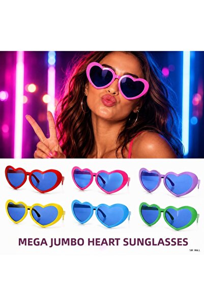 ZERO LAND Zngzrmll Mega Heart Party Glasses – Colorful (123233) 12 Pieces