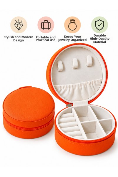 Partenya Portable Round Jewelry Organizer Bag – Zippered Jewelry and Gemstone...