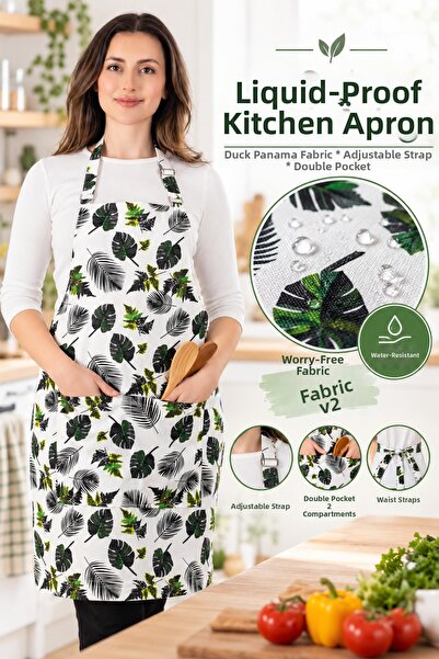 Morlay Dirt-Free and Liquid-Proof Kitchen Apron with Adjustable Straps and Do...