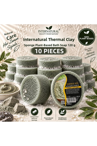 Dermolive Internatural Thermal Clay Sponge Herbal Bath Soap 10 Pack (10 X 120 g)