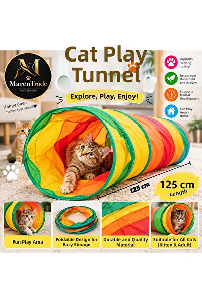 Generic Brand 125 cm Foldable Cat Play Tunnel |   Colorful Cat Tunnel Toy |  ...