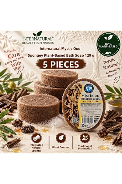 Dermolive Internatural Mistik Ud Sponge Herbal Bath Soap 5-Pack (5 X 120 g)
