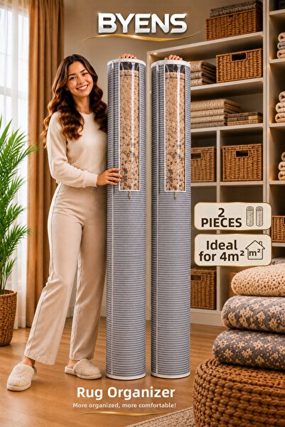 BYENS Carpet Storage Bag 2 Pieces 4m2 Storage Bag with Window Rug Runner Orga...