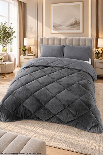 ELY PARKER Colorful Patterned King Size Quilt with Plush Double-Sided Pillowc...