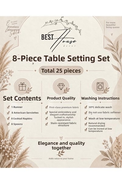 best house decor Güneş Series Delux 8-Person 25-Piece Presentation Set