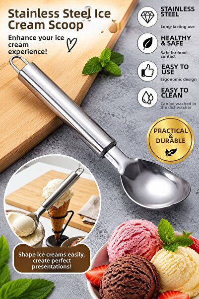 Razmo Stainless Steel Ice Cream Scoop (20.5 cm) – Fruit, Cookie, and Portioni...