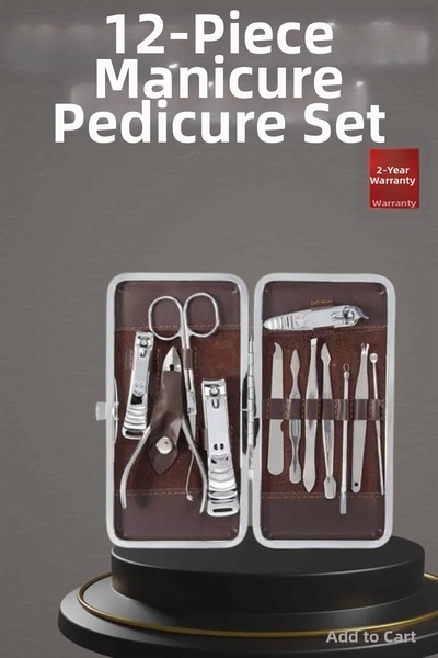 ZERO LAND Spt-Gld 12 Piece Stainless Steel Compact and Portable Manicure Scis...