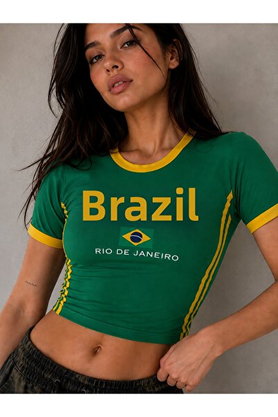 SEFUR Vintage Brazil Printed Crop T-Shirt