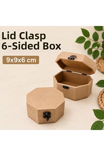 Eymen Hobi 6 Gen Mdf Box with Closing Clip 9X9X6 cm – Paintable Wooden Hobby Box