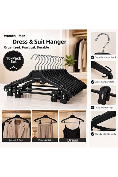 SUXİRCNHTMTS 10-Piece Clip-On Clothes and Suit Hangers - Adjustable Pants and...