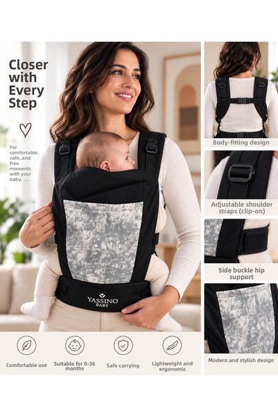 Yassino Ergonomic Baby Kangaroo Carrier with Front Pocket and Adjustable Shou...