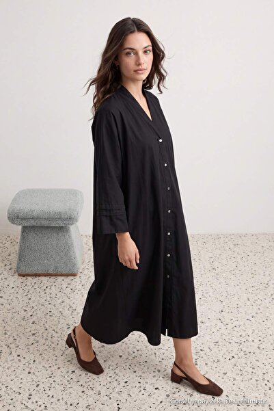 Trendyol Modest Black Relaxed/Comfortable Fit Maxi Woven Cap & Robe Tctaw27Kf...
