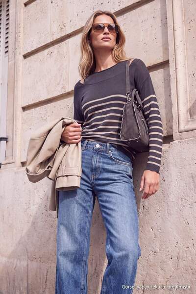 Trendyol Collection Anthracite*001 Transparent Look through Boat Neck Blouse ...