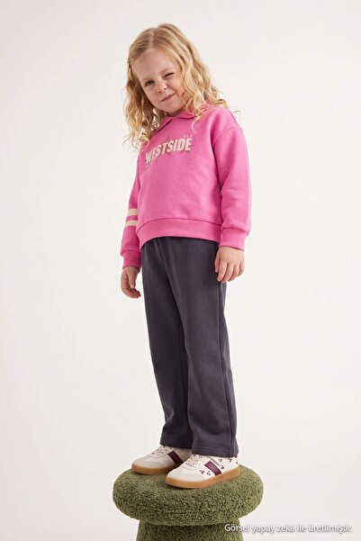 TRENDYOLKIDS Anthracite Slogan Knitted Bottom - Top Set Tkdaw26Au00002
