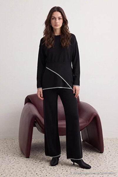 Trendyol Modest Μαύρο Πλεκτό Σετ Ενδυμάτων Χιτζάμπ με Λεπτομέρεια Δέσιμο στη ...