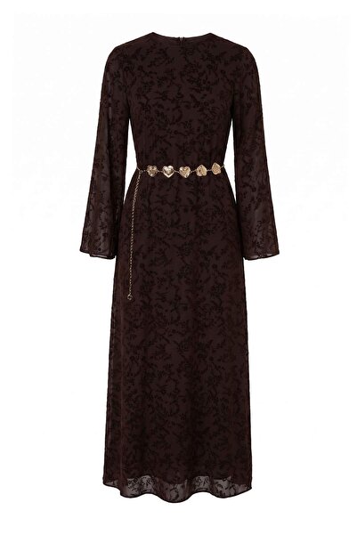 Trendyol Modest Καφέ Πλεκτό Μάξι Φόρεμα Χιτζάμπ σε Γραμμή Α/Σχήμα Καμπάνα για...