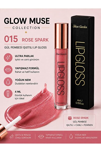 Rose Spark | Gül Pembesi Işıltılı Lip Gloss - Ultra Parlak, Yoğun Nem & Yapışmaz Formül