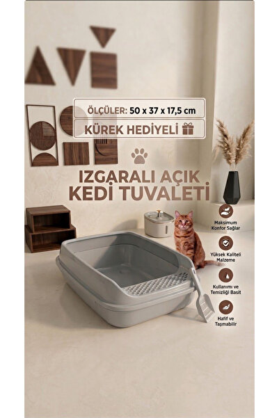 Orgakitty Izgaralı Açık Kedi Tuvaleti ve Kürek Seti 50cm x 37cm x 17,5cm H