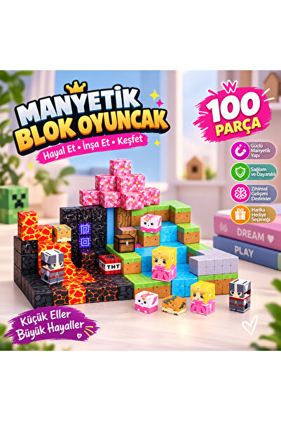 acces Minecraft Manyetik Prenses Temalı Blok Oyuncak - 100 Parça