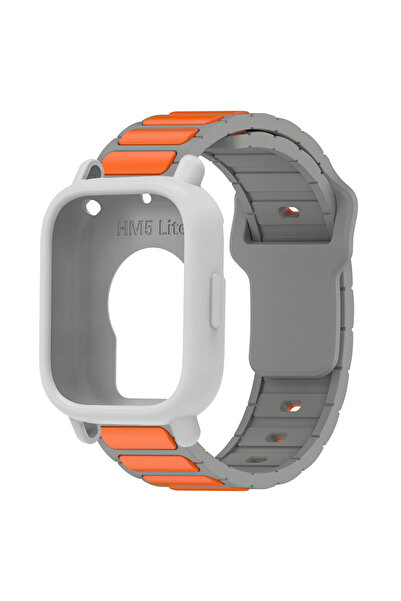 Choice31 Redmi Watch 5 Lite Gray Orange-LH Silicone Case+Strap For Redmi Watc...