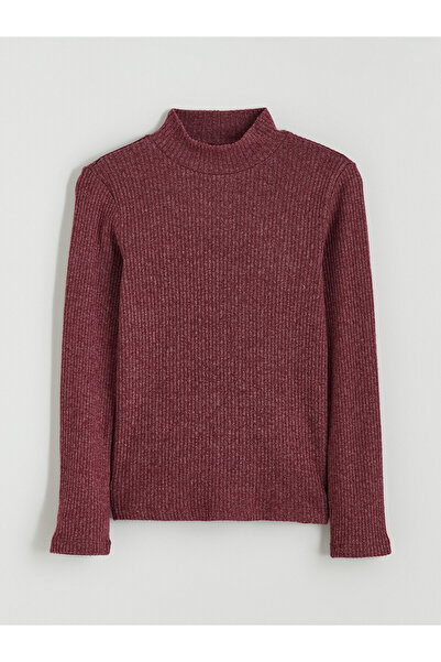 LC Waikiki Two Mt Shop Quality Lcw Kids Plum Half Turtleneck Girls' T-Shirt