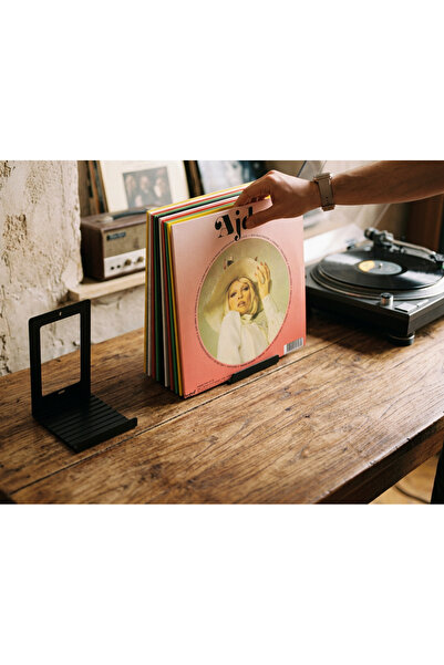 KİOfisi Plak Standı Plaklık LP Plak Tutucu Plak Rafı Metal Modern Dekoratif Plak Kitap Fotoğraf Tutucu