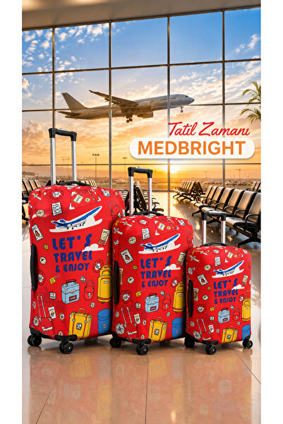 MEDBRIGHT Suitcase Cover Suitcase Cover Stretch Fabric Flexible Fabric and Durable Suitcase Cover Red Vk-14